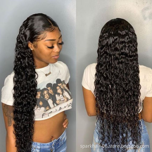 180% 200% Density Wet and Wavy Water Wave HD Transparent Lace Wigs for Black Women,Wholesale Curly 13x4 13x6 Lace Frontal Wig
